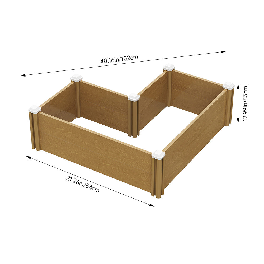 Plastic Wood-Grain Raised Garden Bed Planter