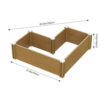 Plastic Wood-Grain Raised Garden Bed Planter