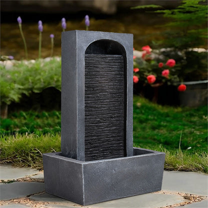 LED Outdoor Solar Slate Effect Garden Water Fountain