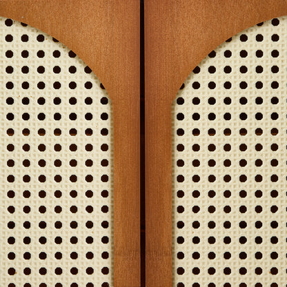 Modern Shoe Storage Cabinet with Rattan-Effect 4 Doors