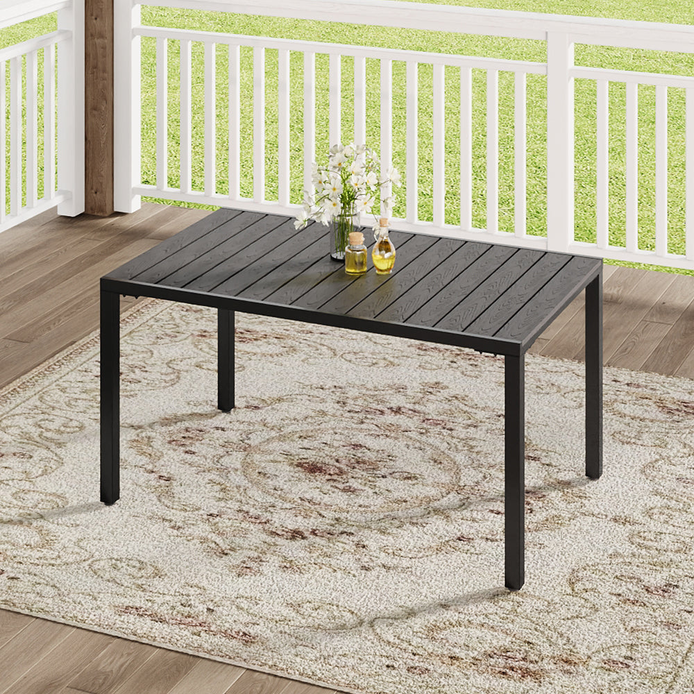 90CM Depth Grey Outdoor Dining Table with Parasol Hole
