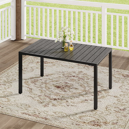 90CM Depth Grey Outdoor Dining Table with Parasol Hole