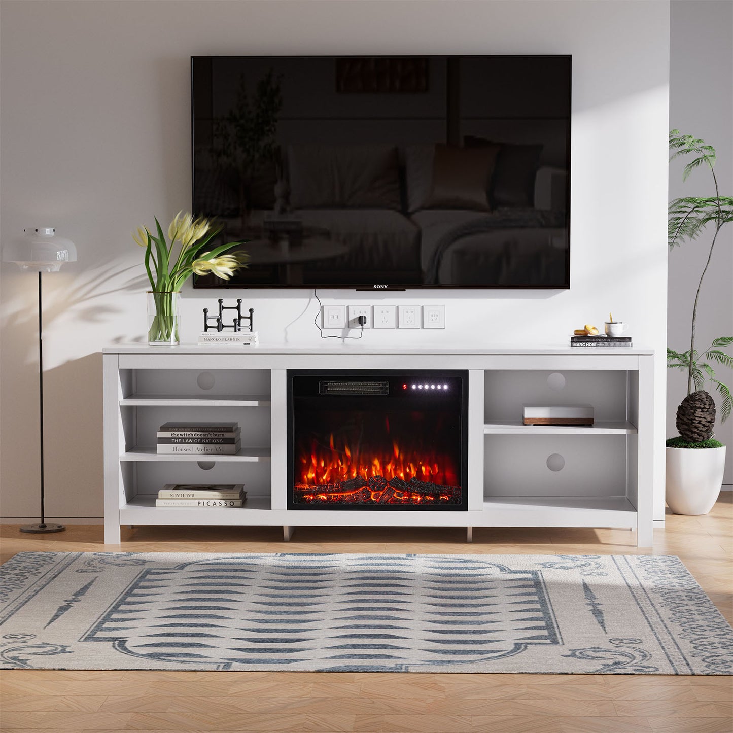177.8cm TV Stand with 23-Inch Electric Fireplace