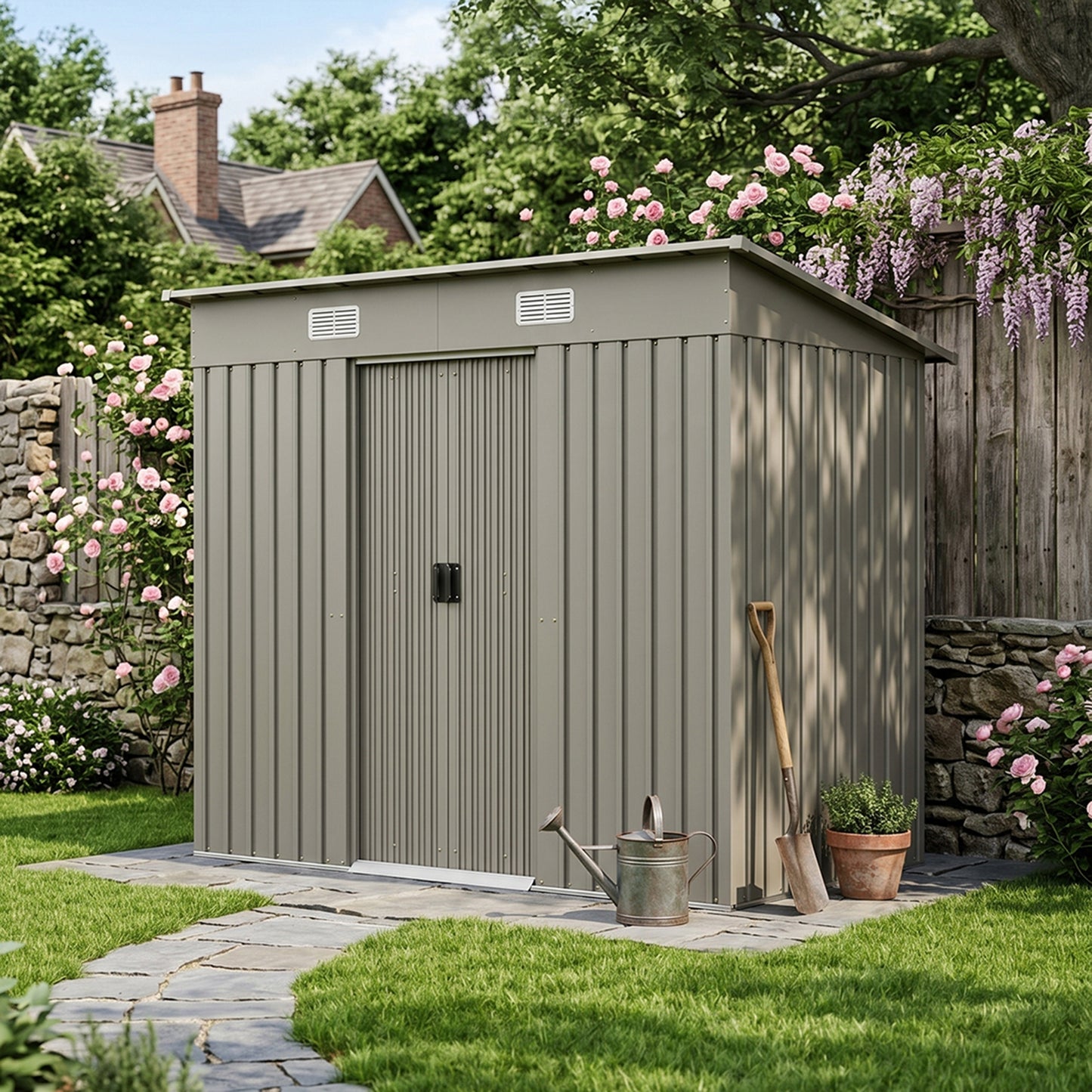 4x8FT Metal Garden Storage Shed