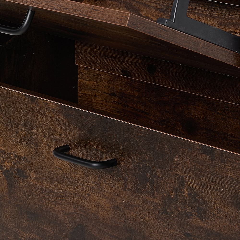 3-Tier Wooden Shoe Storage Cabinet with Flip-Down Drawers