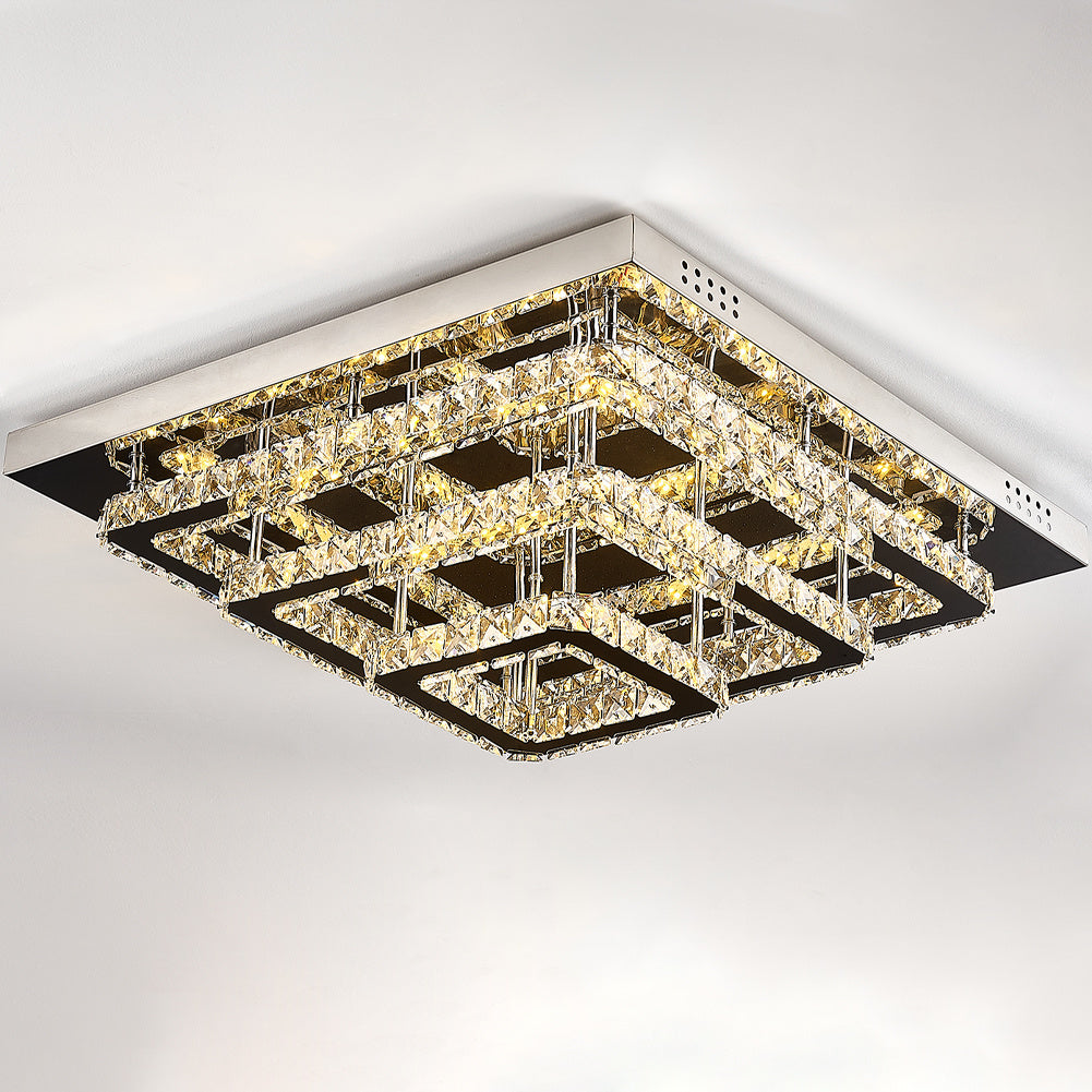 Square Large-size Glamourous Crystal LED Ceiling Light