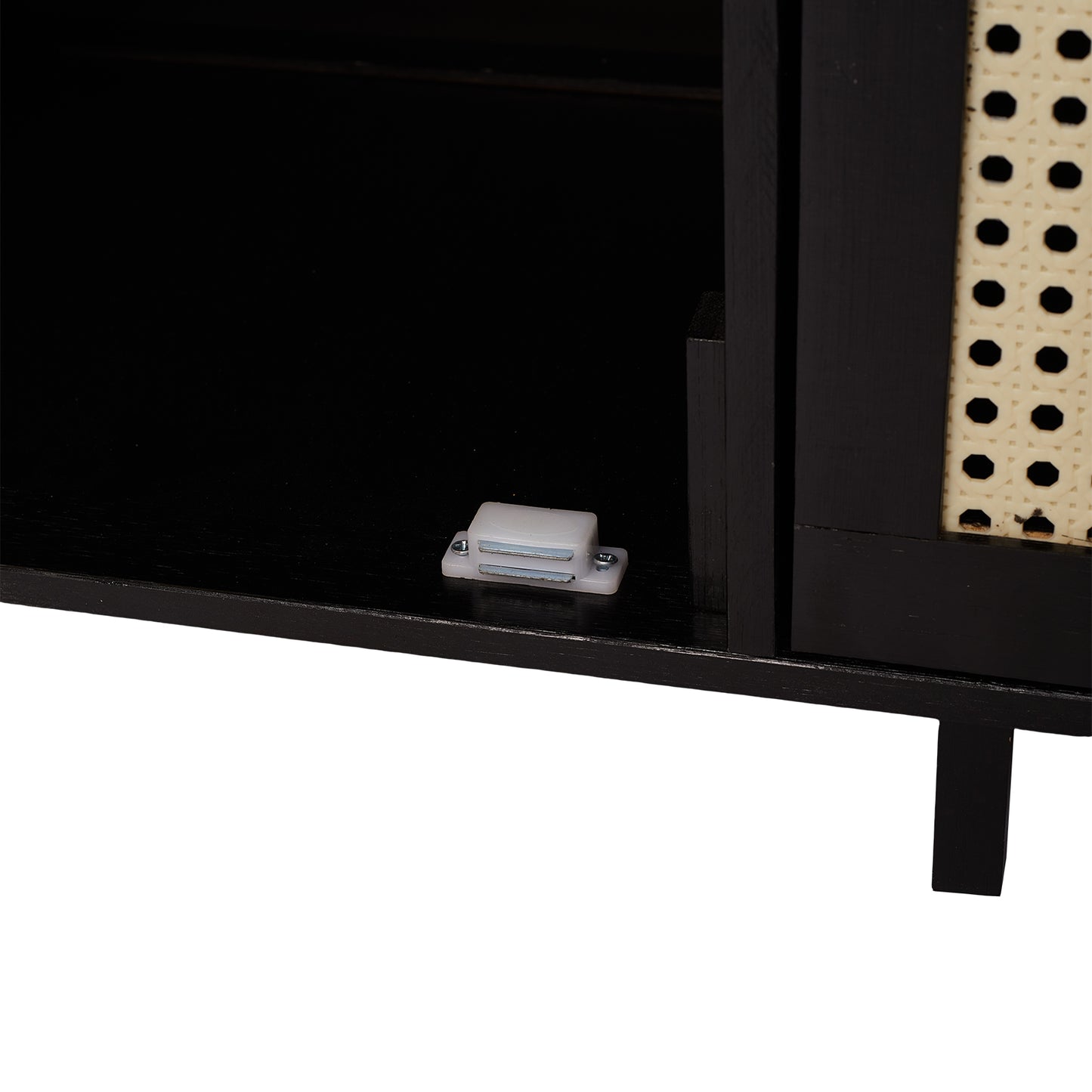 3-Door Rattan-Style Shoe Cabinet with Flip-Down Storage