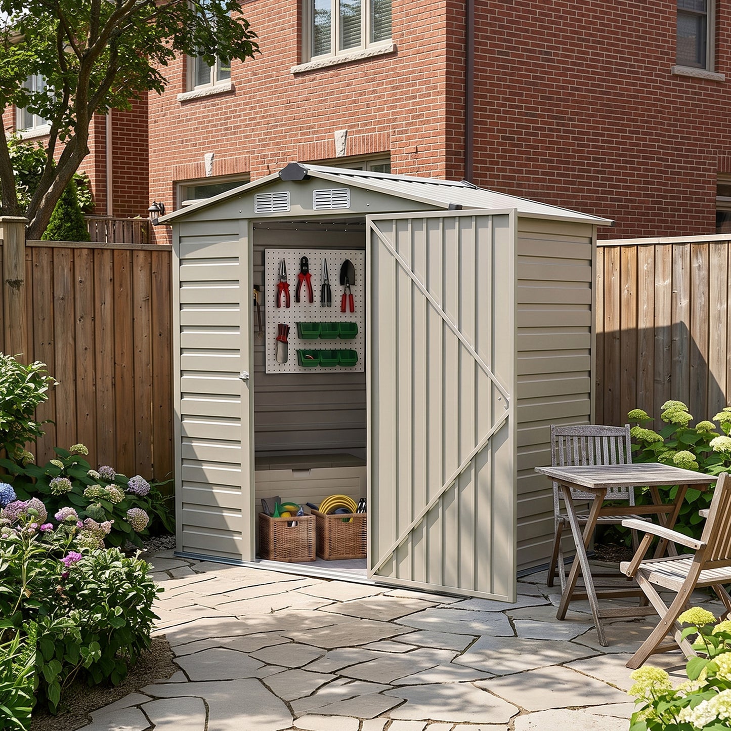 4 x 6FT Metal Apex Roof Garden Storage Shed