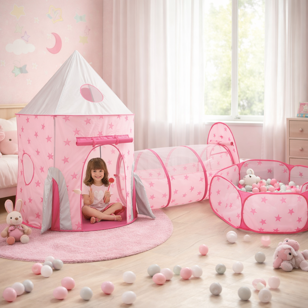 Kids Pop-up Play Tent, Tunnel and Ball Pit Set