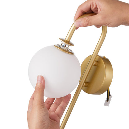 Golden Wall Light with Frosted Glass Shade