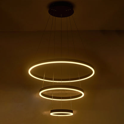 Modern 3 Ring Aluminum Round Hanging LED Pendant Light