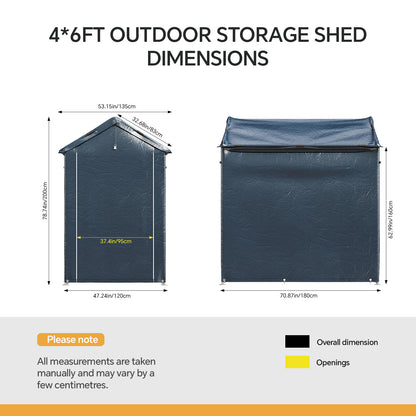 Dark Grey Outdoor Storage Shelter with Waterproof PE Cover