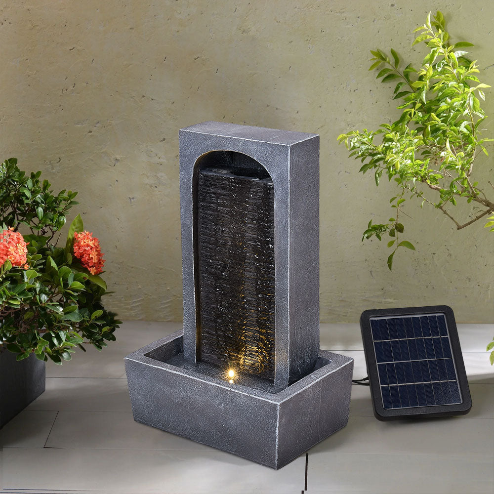 LED Outdoor Solar Slate Effect Garden Water Fountain