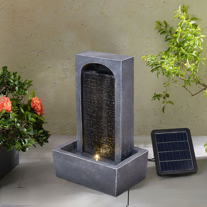 LED Outdoor Solar Slate Effect Garden Water Fountain