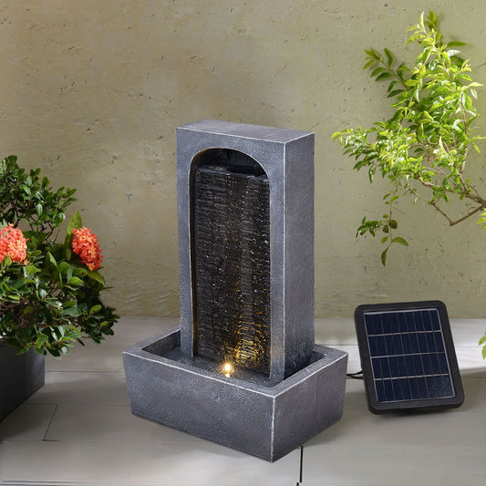 LED Outdoor Solar Slate Effect Garden Water Fountain