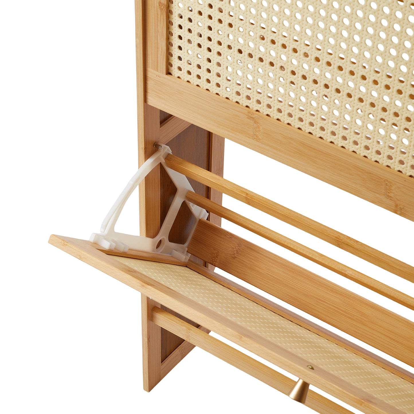Bamboo Entryway Shoe Cabinet with Double-Row Hooks & Flip-down Shoe Trays