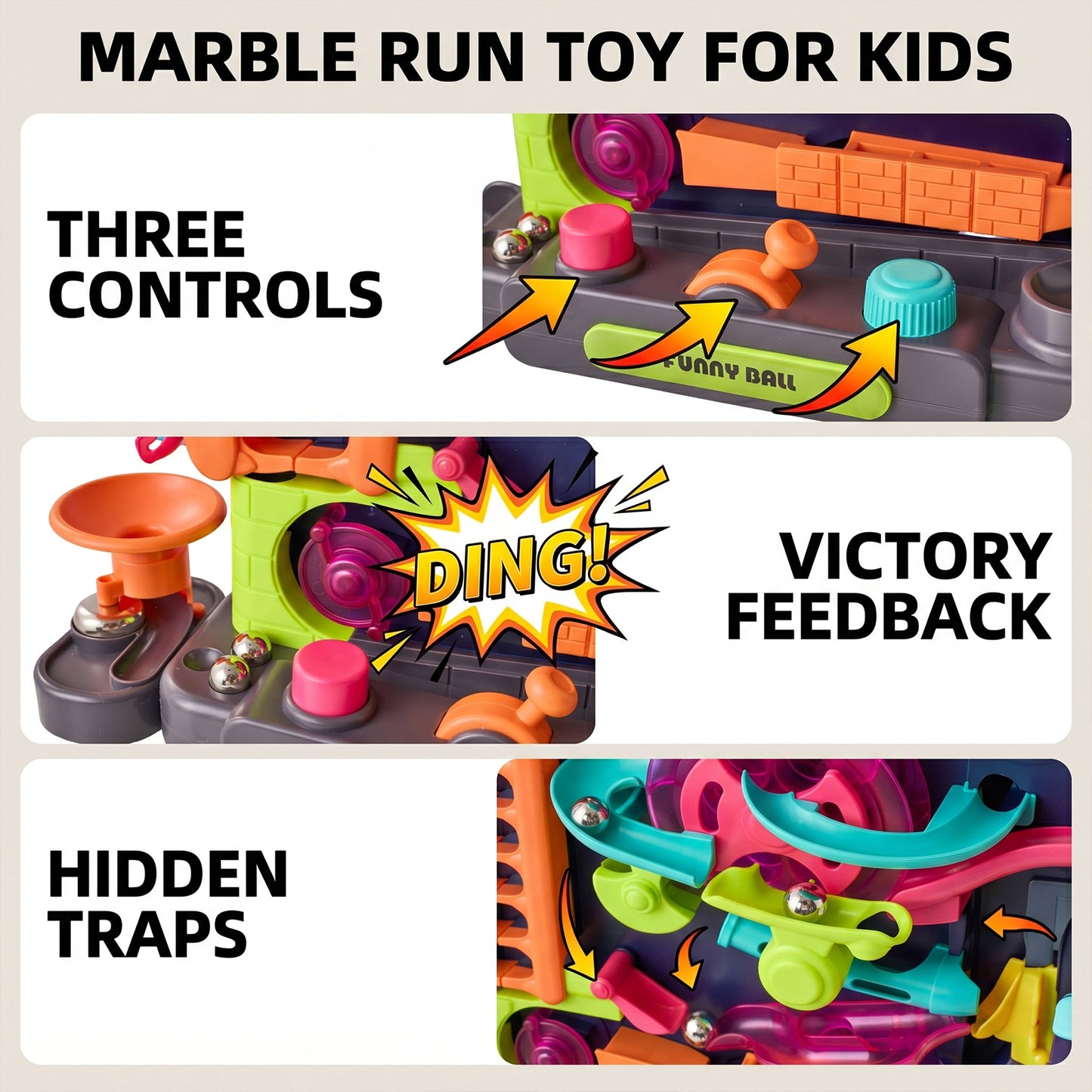 Colourful Marble Run Toy Vertical Obstacle Track with 6 Balls