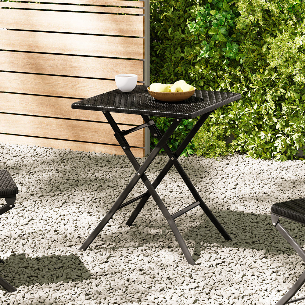Square Rattan Folding Outdoor Bistro Table