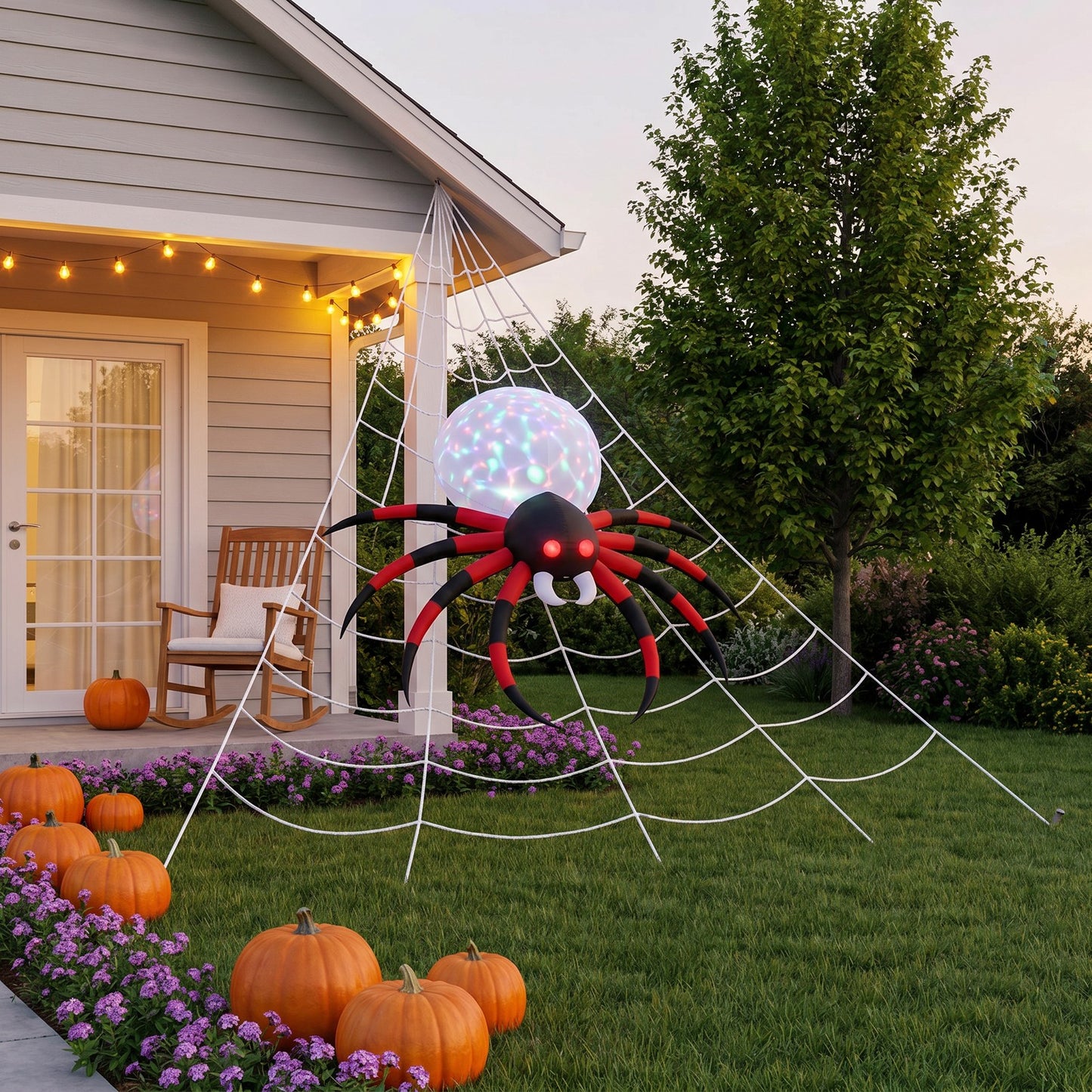 7 FT Halloween Inflatable Giant Spider with Built-in LED Lights