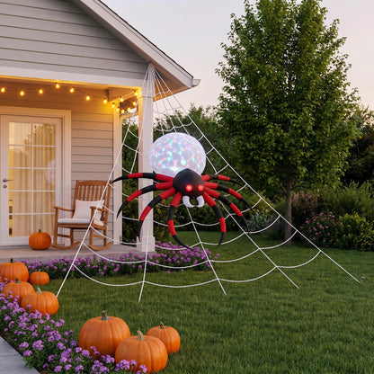 7 FT Halloween Inflatable Giant Spider with Built-in LED Lights