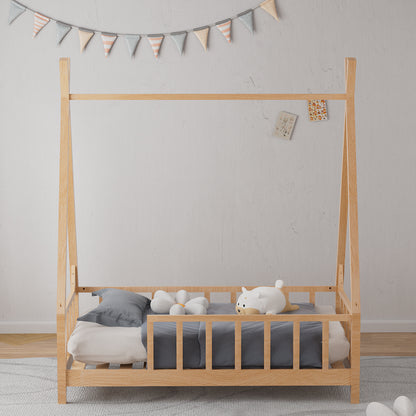 Kid’s Premium Wood House Bed Frame with Fence