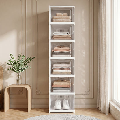 6-Tier Plastic Foldable Shoe Storage Box Unit