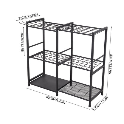 Metal Garden Tool Storage Rack with Two Tier Shelves