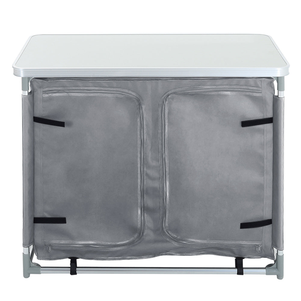 Black/Grey Portable Camping Kitchen Table Cabinet Storage