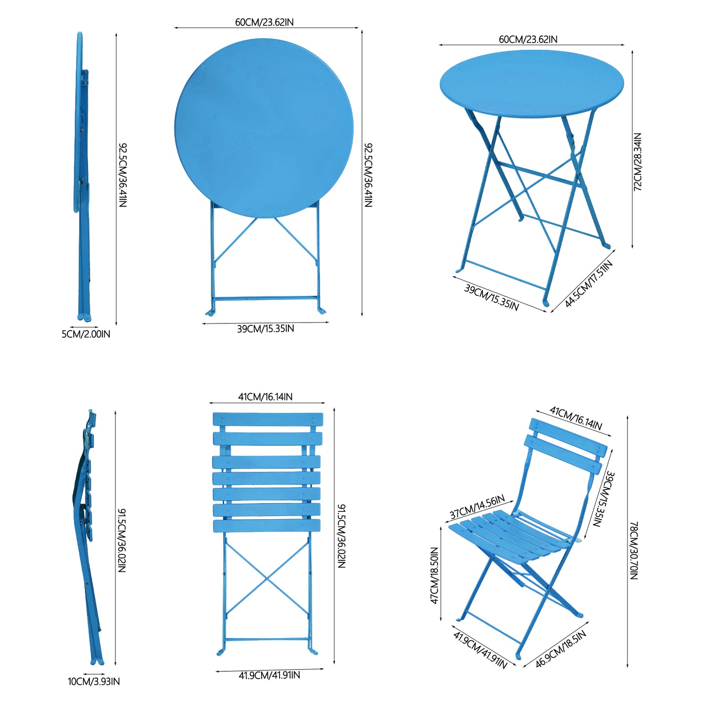 3-Piece Outdoor Folding Bistro Set