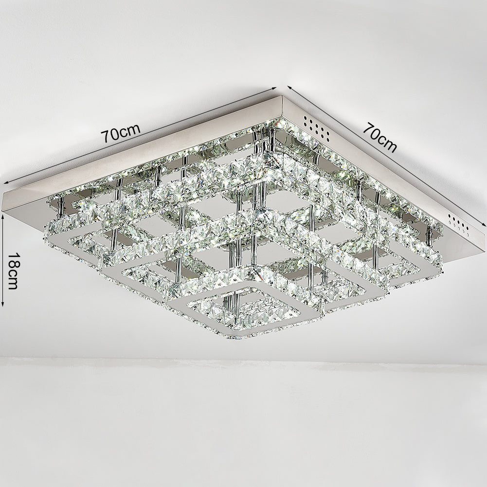 Dimmable Non dimmable Square Large Glamourous Crystal LED Ceiling Light