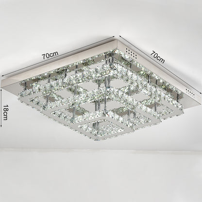 Square Large-size Glamourous Crystal LED Ceiling Light