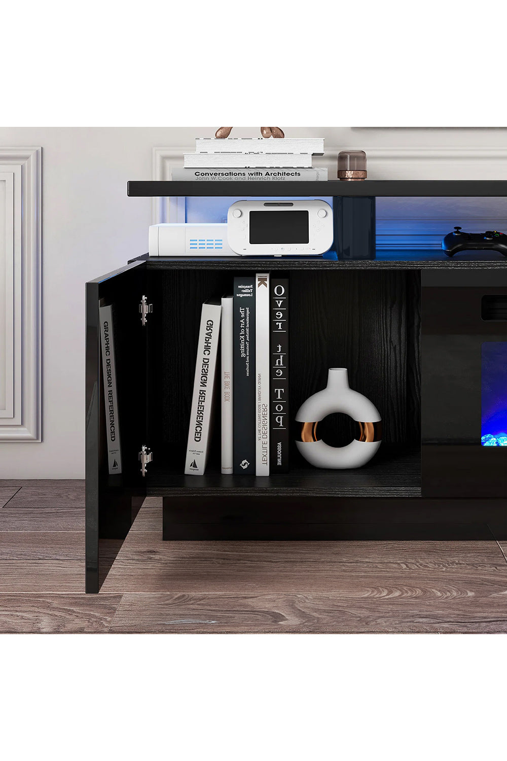 Recessed Electric Fireplace TV Stand with Remote Control