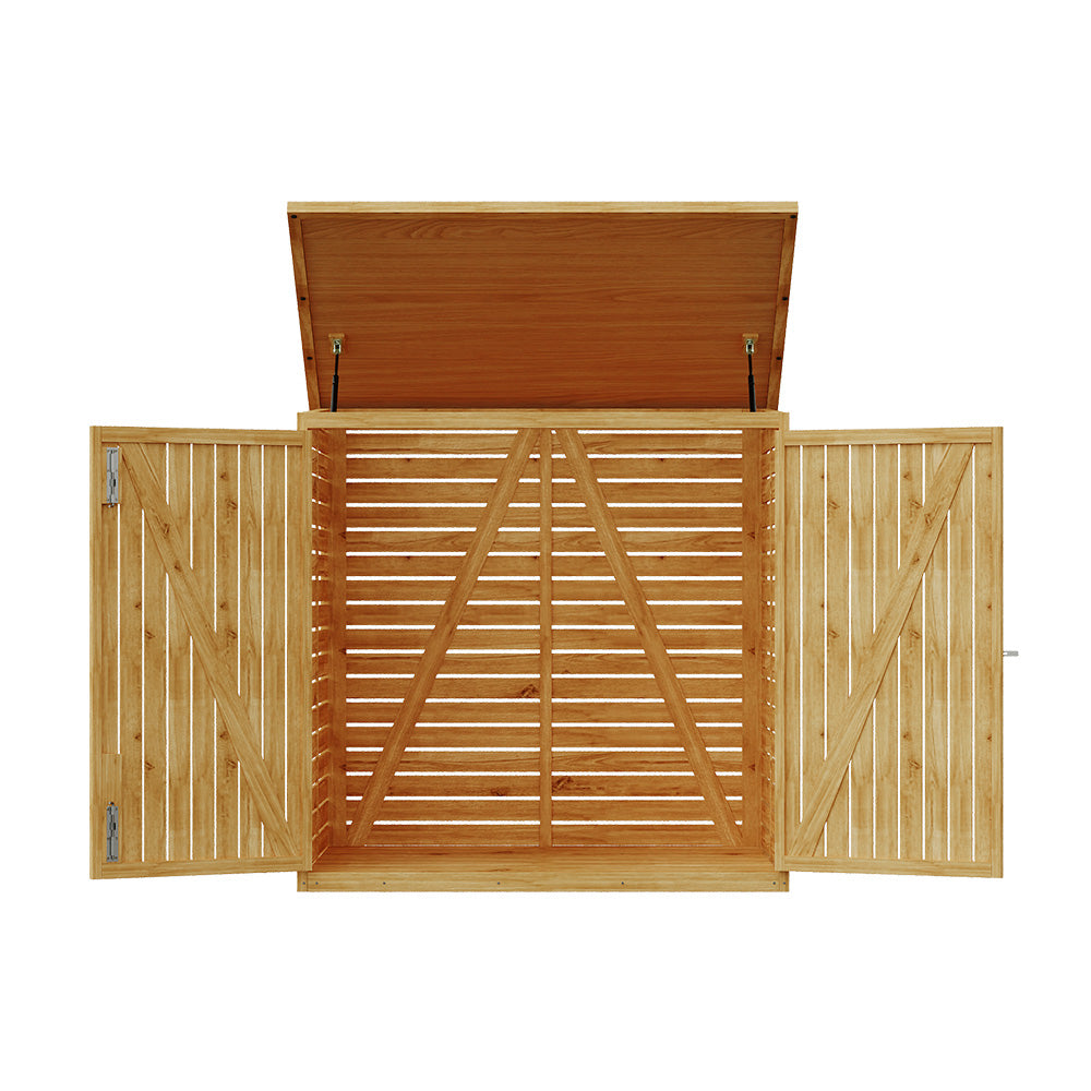 Outdoor Wood Trash Bin Storage Shed