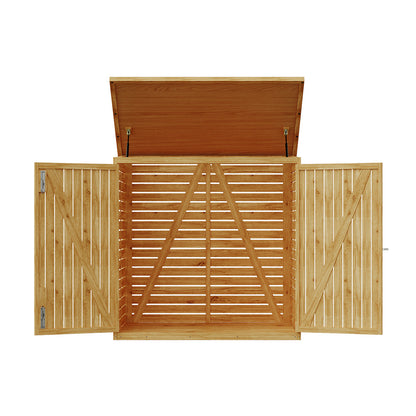 Outdoor Wood Trash Bin Storage Shed