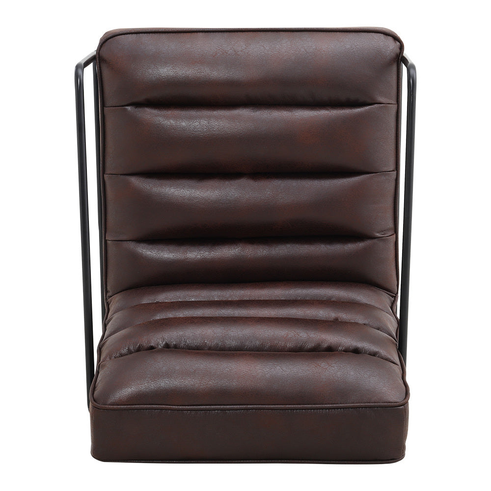 Mid-Century PU leather Linen Armchair with Metal Base