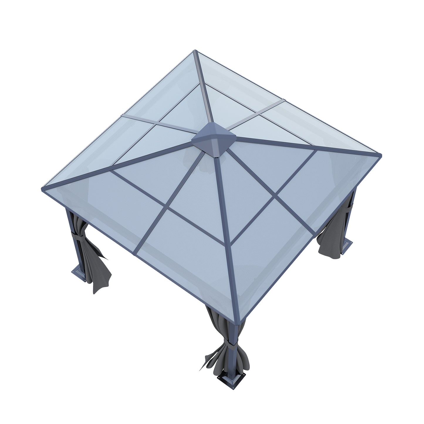 10 x 10FT Metal Frame Hardtop Patio Gazebo with Curtains