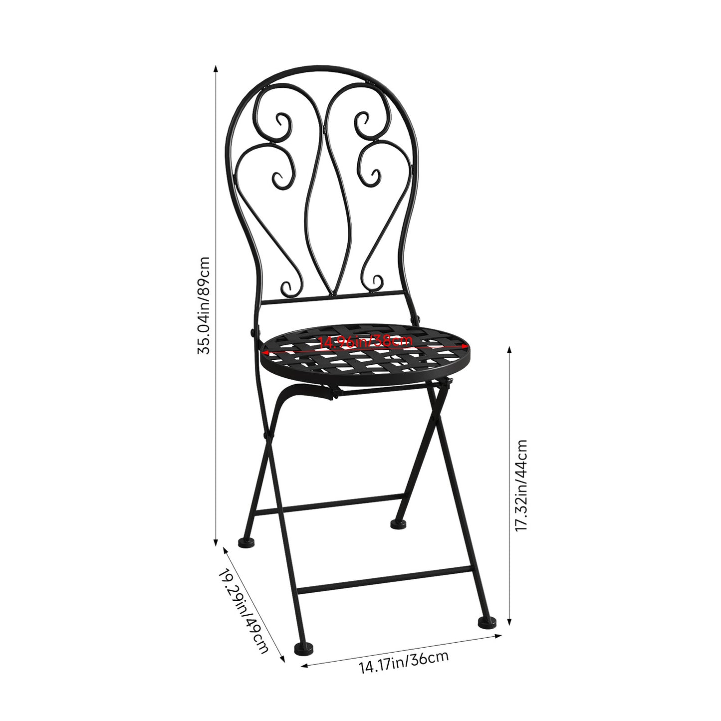 3 Piece Black Aluminium Garden Bistro Set with Mosaic Table Top