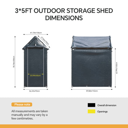 Dark Grey Outdoor Storage Shelter with Waterproof PE Cover