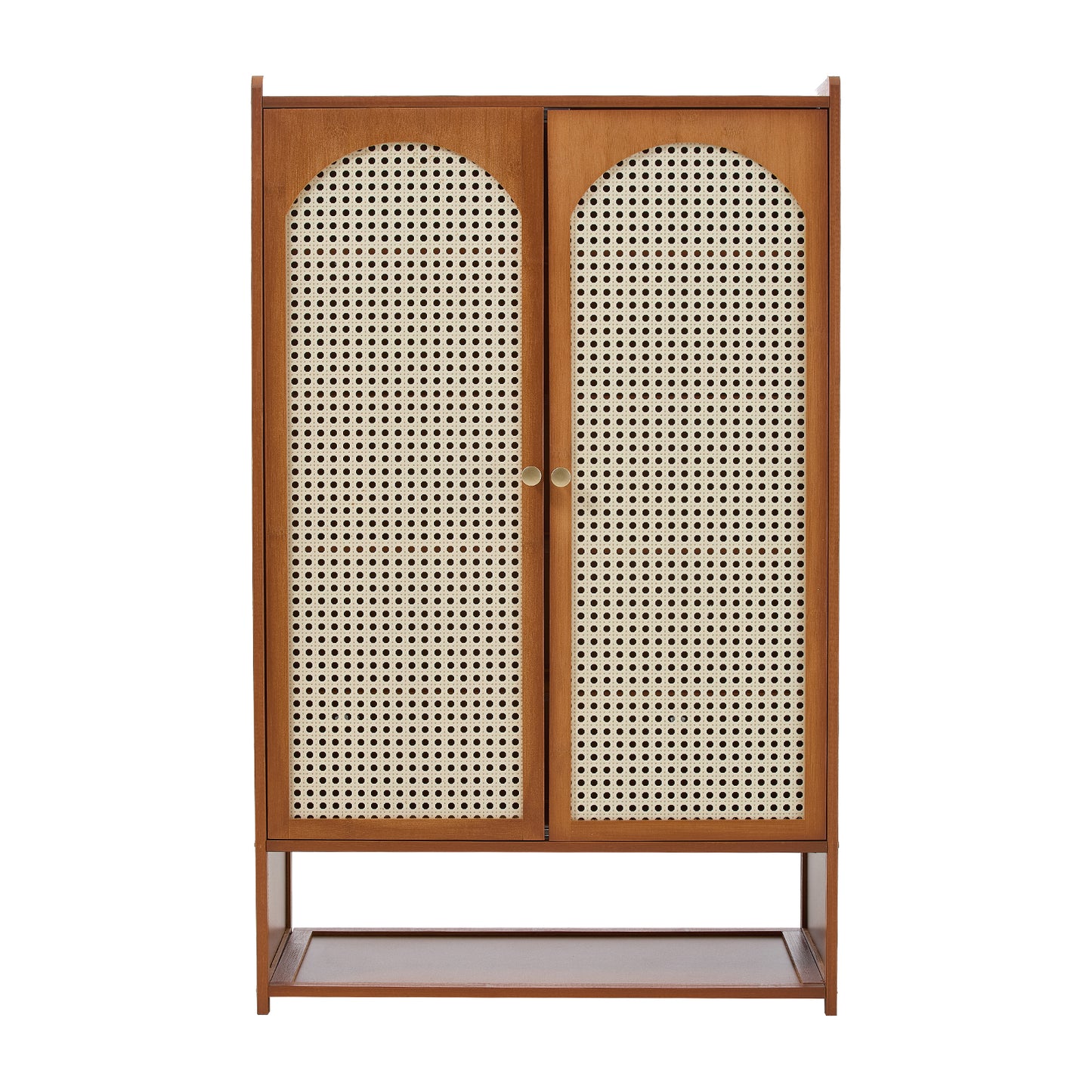 95CM H Modern Shoe Storage Cabinet with Rattan-Effect 2 Doors