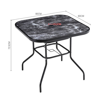 Black Garden Square Marble Patio Table With Umbrella Hole