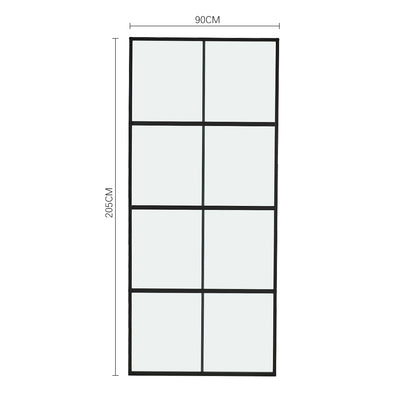 8 Lites Black Framed Transparent Glass Sliding Door without Sliding Hardware Kit