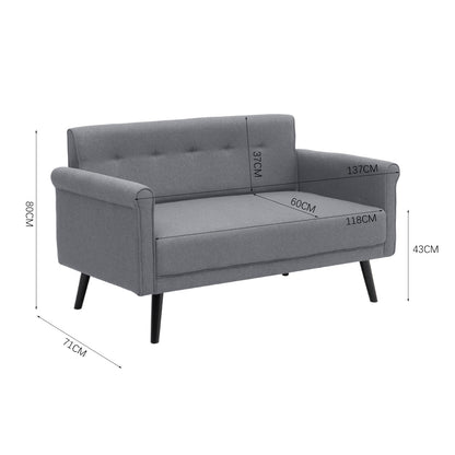 Contemporary Upholstered Love Seat with Rolled Arms