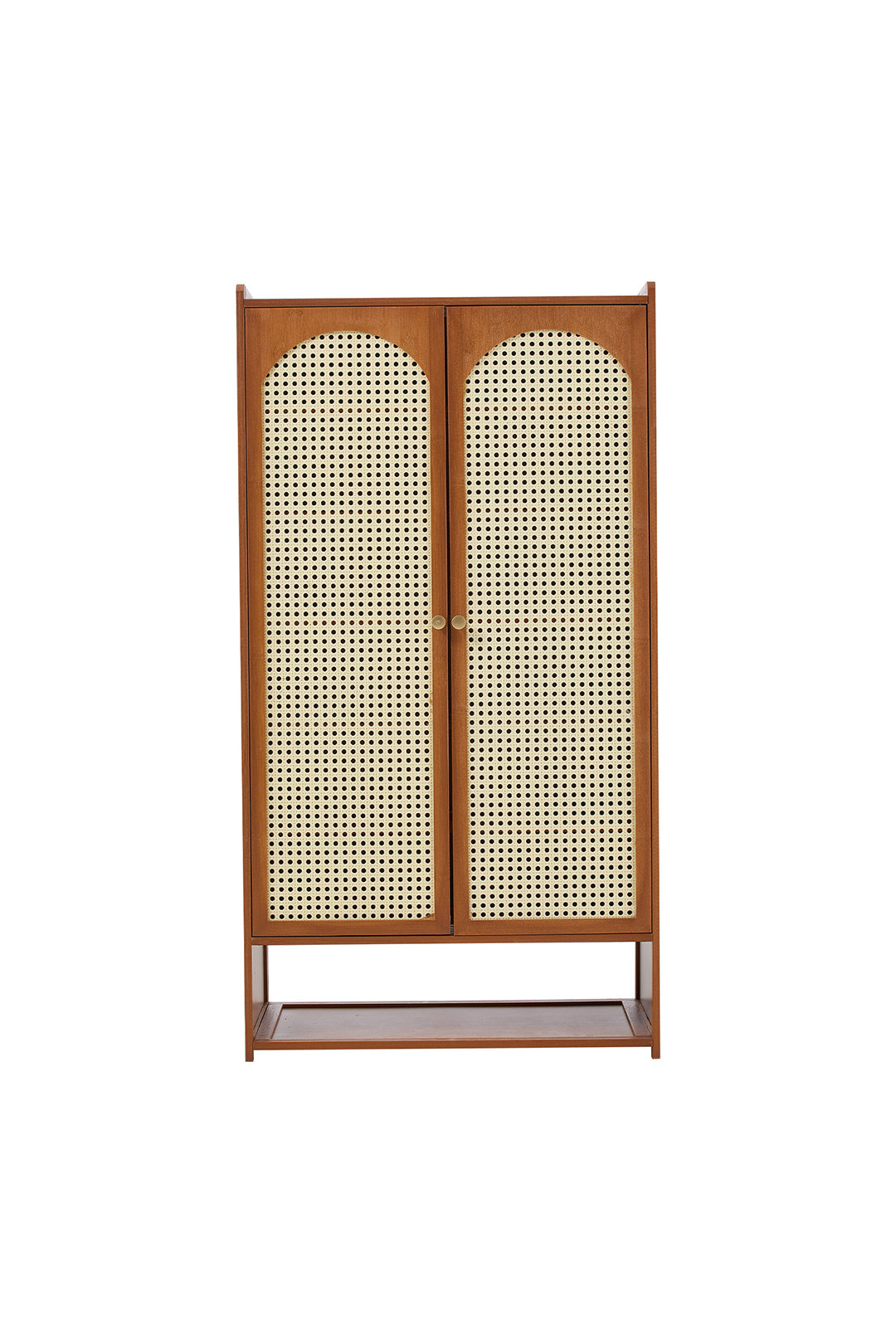 111CM H Modern Shoe Storage Cabinet with Rattan-Effect Doors