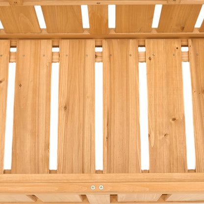 Outdoor Wooden Storage Bench with Backrest