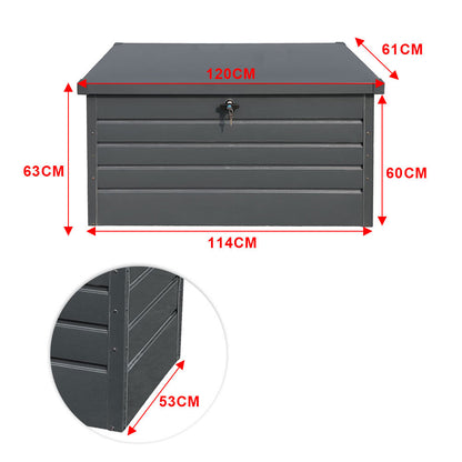 350L Metal Lockable Garden Storage Box Patio Waterproof Box