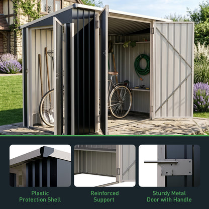 8x4 FT Metal Pent Roof Garden Tool Storage Shed