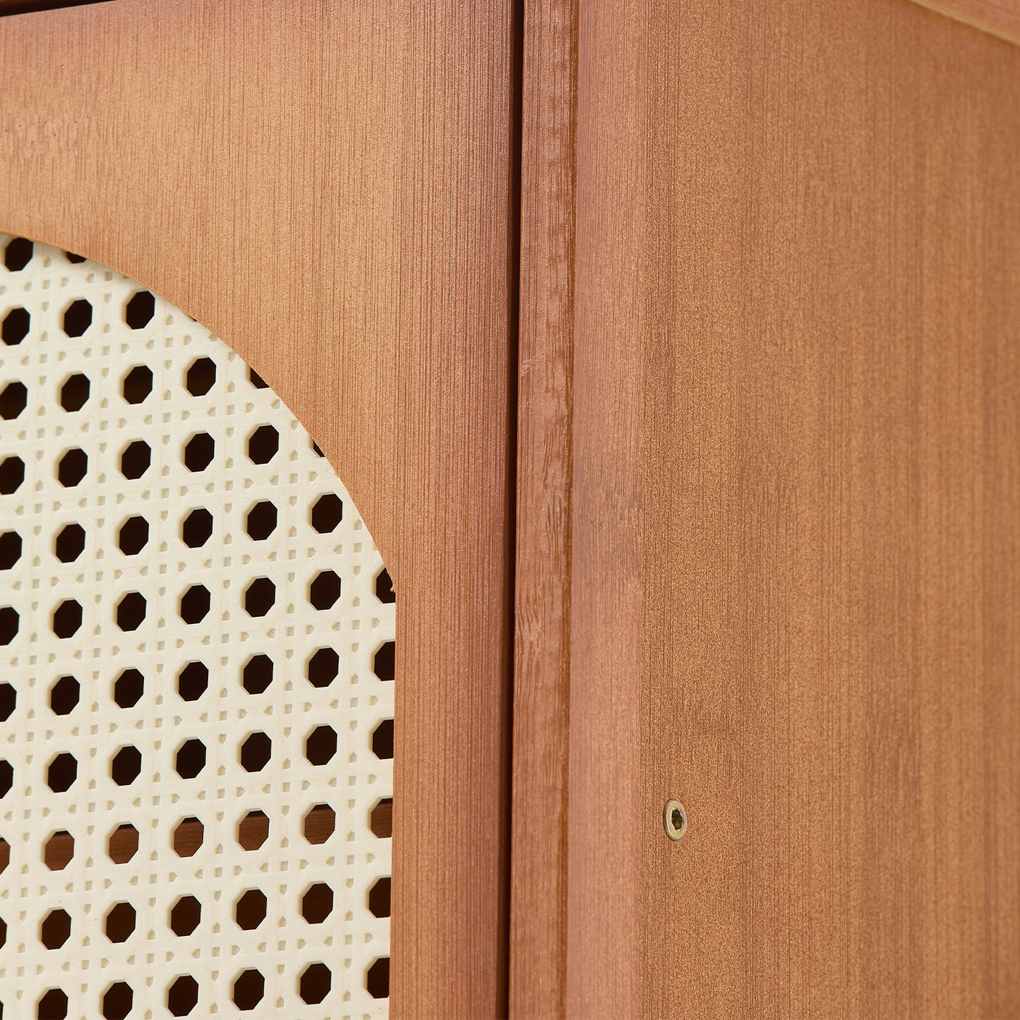 95CM H Modern Shoe Storage Cabinet with Rattan-Effect 2 Doors