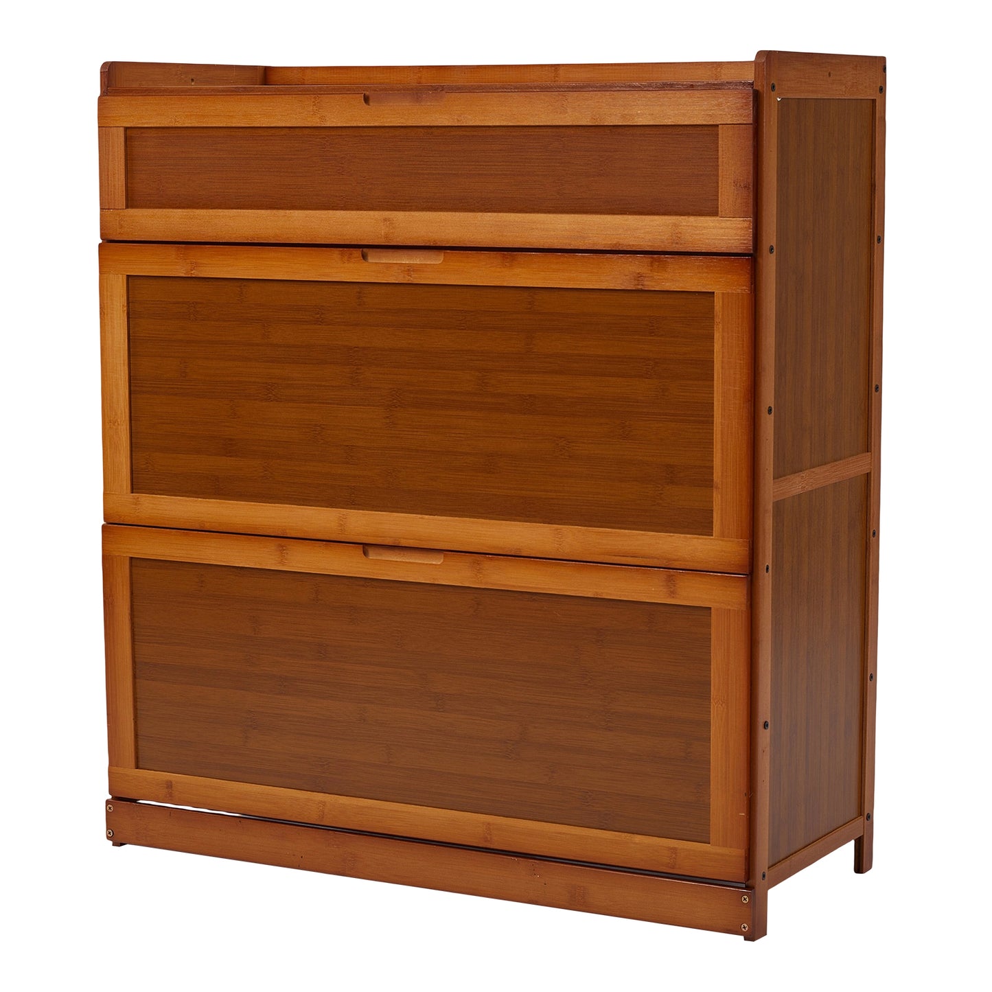 3-Tier Bamboo Shoe Storage Cabinet with Flip-Down Drawers