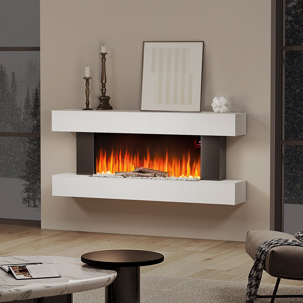 52 Inch Contemporary Wall Mounted/Freestanding Fireplace Mantel