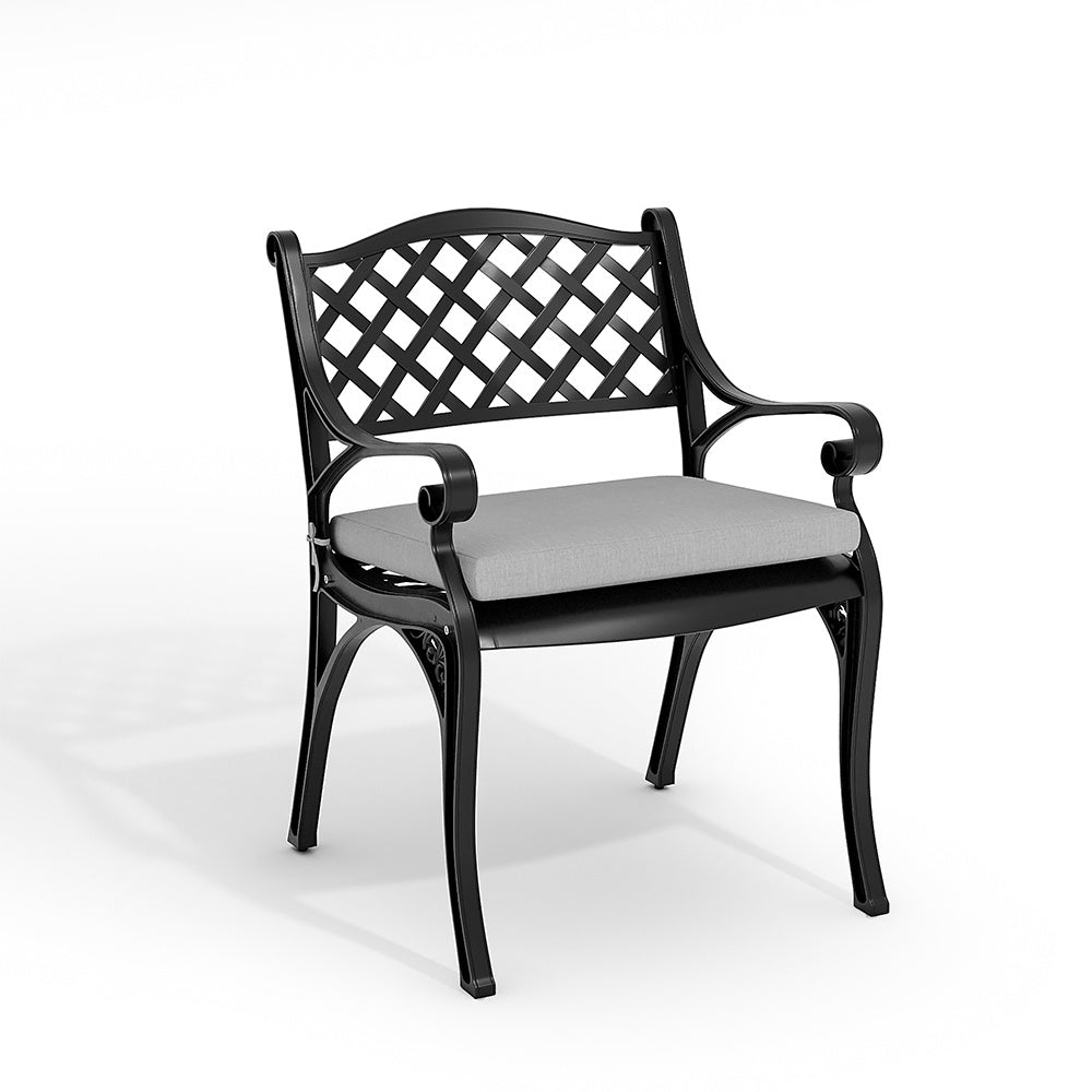 Black/ White Retro Set of 2 Cast Aluminum Garden Chairs